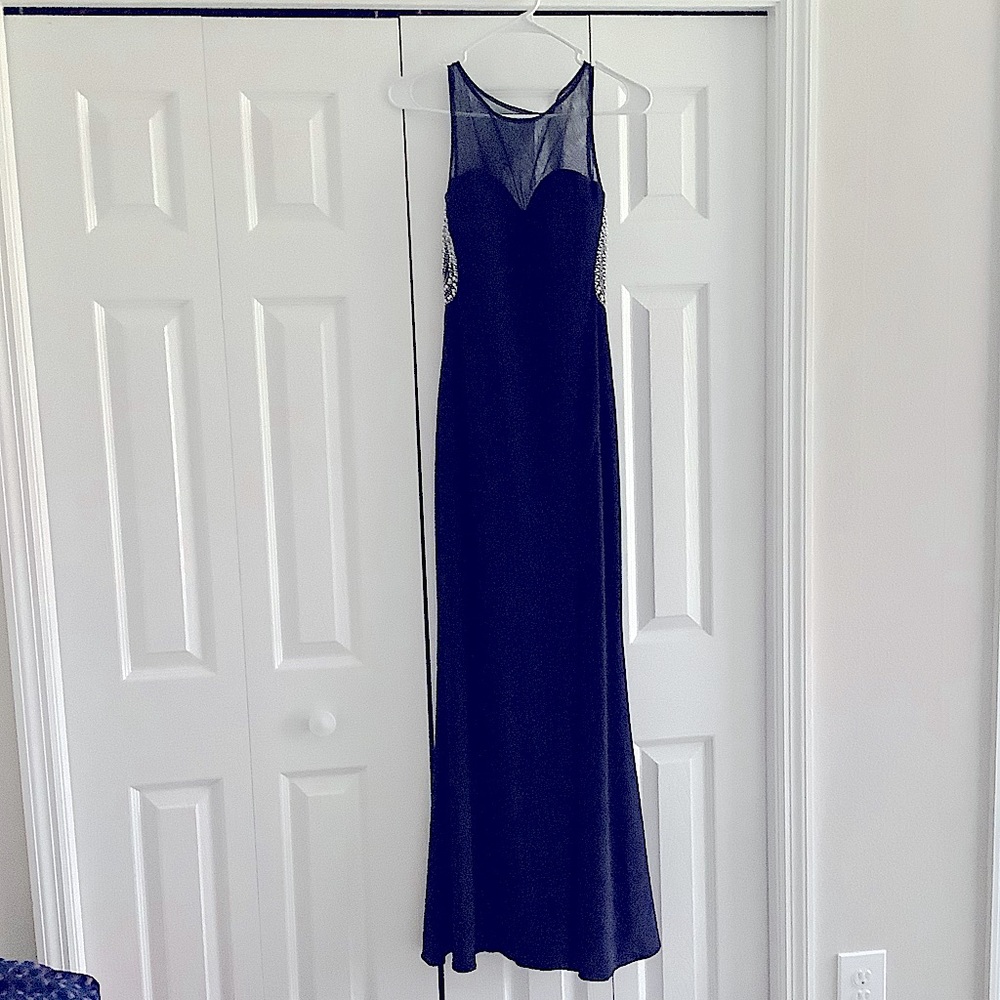 Navy Beaded Long Formal Dress -Size 1
